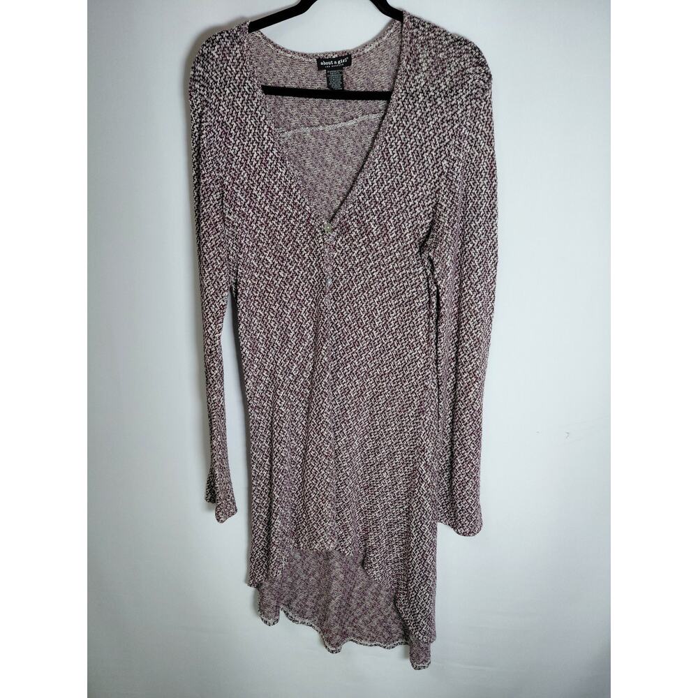 about a girl H002K38JFI Long Sleeve Knit Dress Solid V-Neck Knee Length Size L